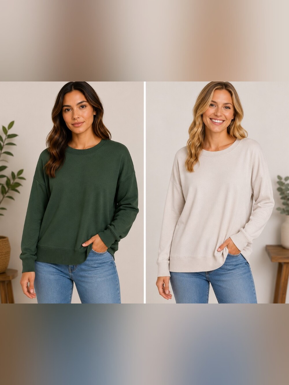 Time and Tru Sweaters 2-Pack Large Green & Beige